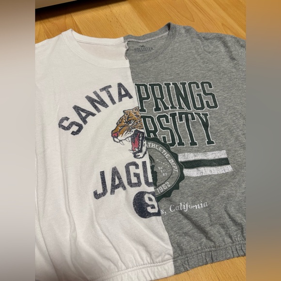 Hollister NWOT Crop Spliced Cinch-Hem Graphic Tee - Picture 2 of 4